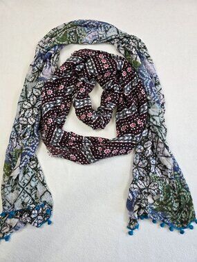 Two Boho Womens Scarves Infinity Scarf